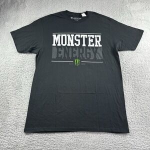 Monster Energy Drink Shirt Mens Large Black‎ Spellout Silhoutte Double Sided